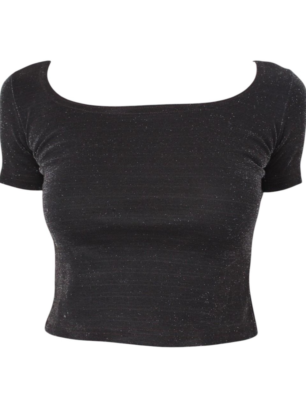 Vintage baby tee — Chocolate brown sparkly scoop neck stretchy top